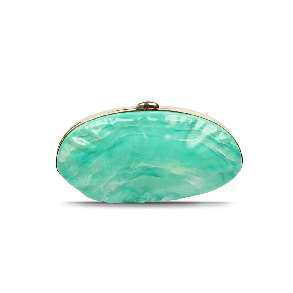 9300 Green Evening Clutch Purse , Acrylic Wedding Guest Clutch,Seashell